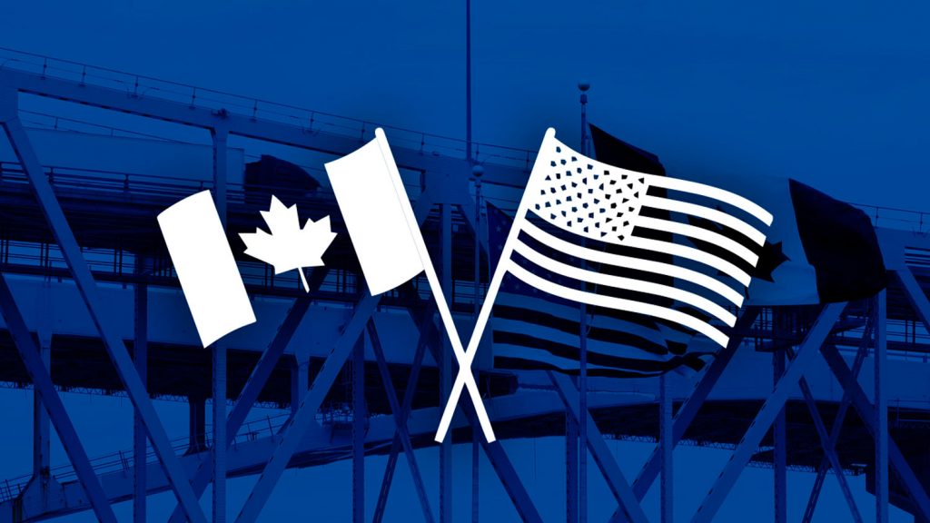 Image illustrating Transteck Canada's Canada-USA cross-border service.