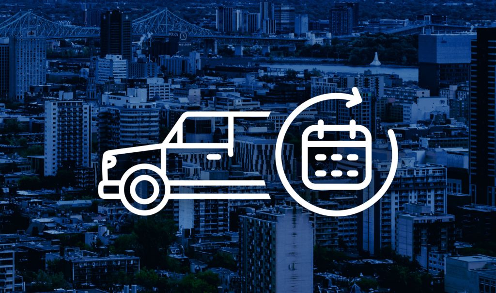 Image d'une Icône sur une ville illustrant le service de déplacement et livraison de véhicules planifié de Transteck Canada.